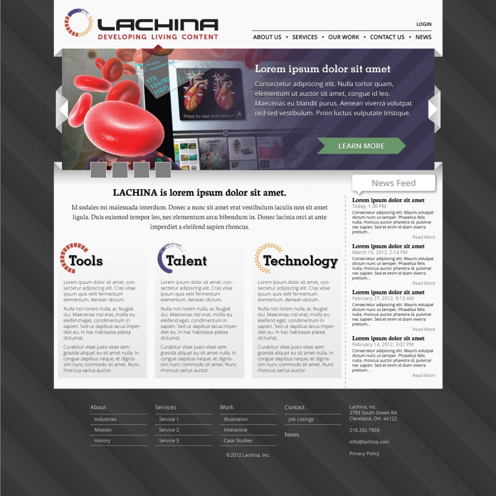 Mock up redesign of Lachina website main page.