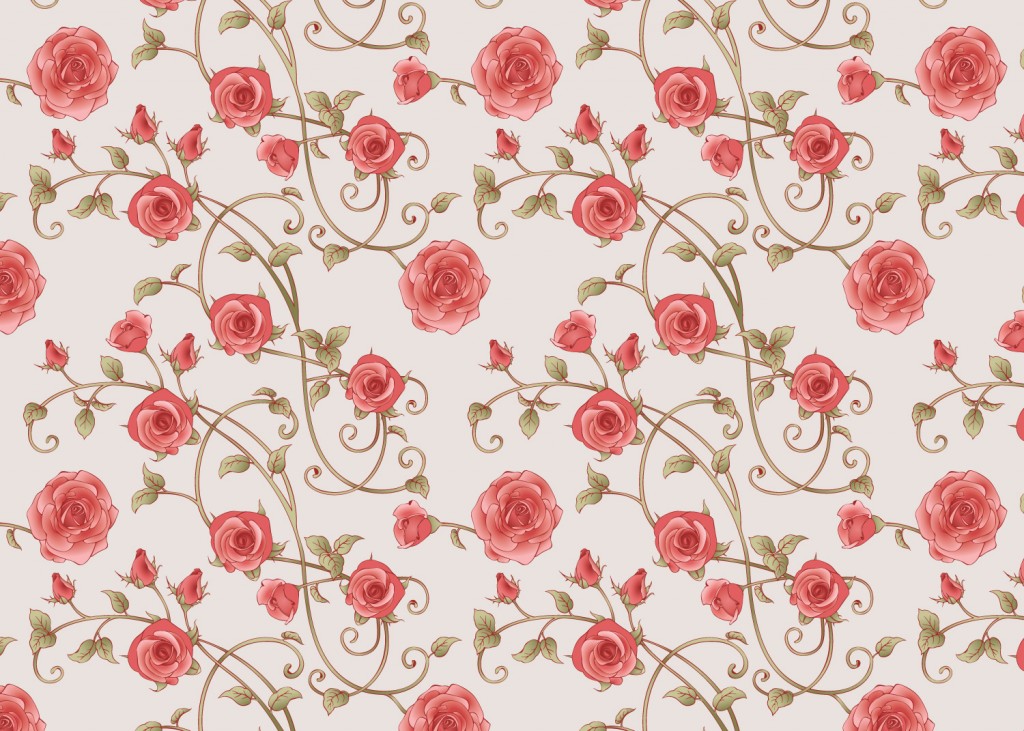Pink rose pattern on an offwhite background