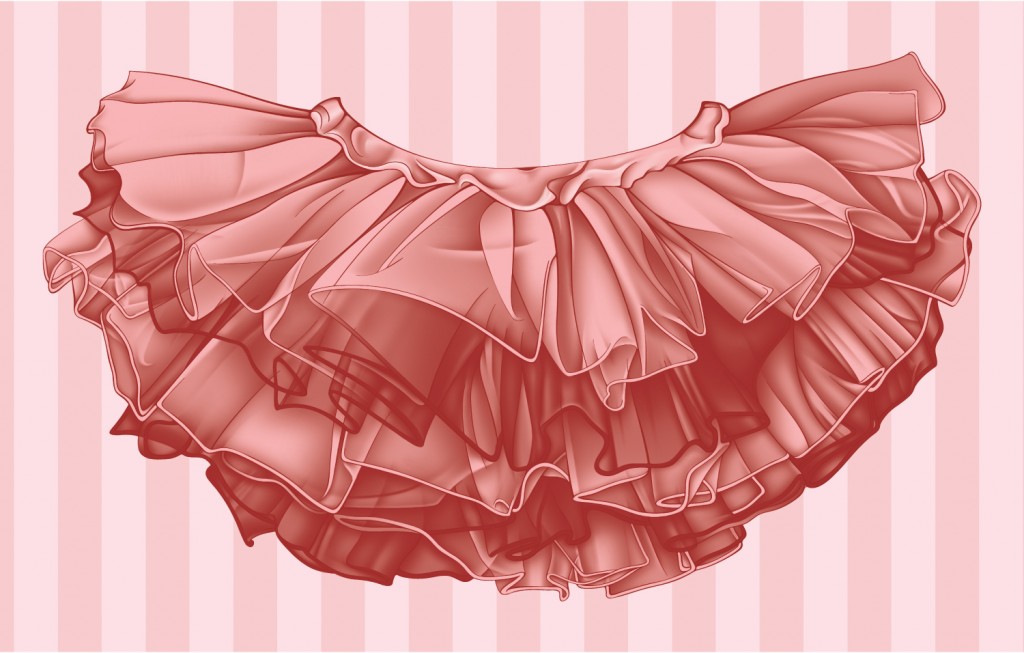 Pink Tutu illustration on a pink striped background