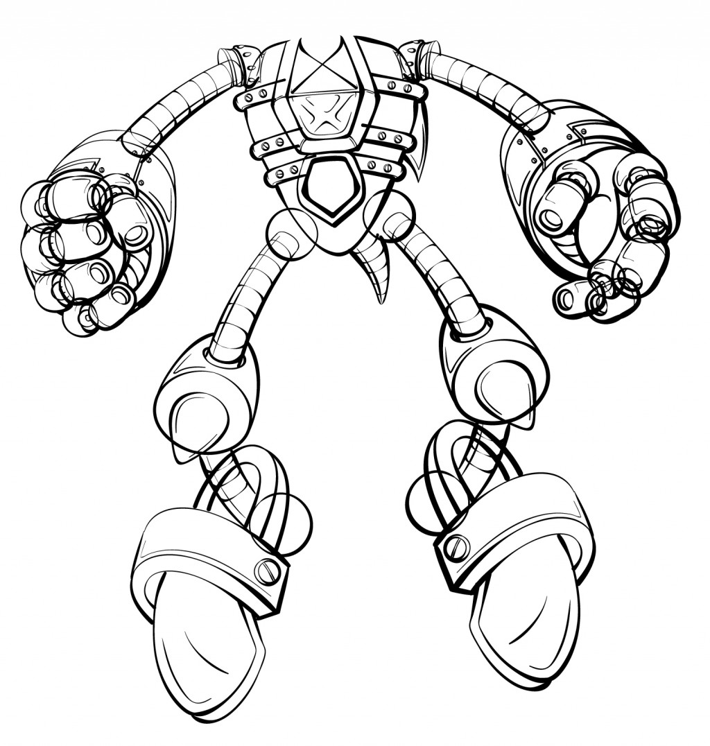 Line sketch of Mecha Sonic, currently headless. In progress sketch of just Metal Sonic.
