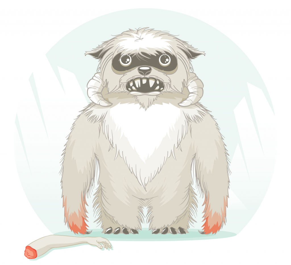 Full color stylized illustration of a Wampa, a character from Star Wars, for May the Fourth.