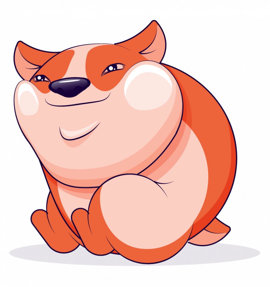 Fat orange hamster character. Stylized cartoon.