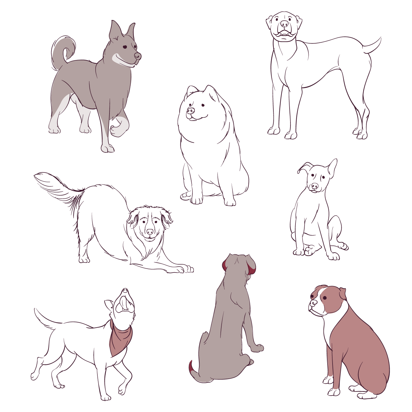 Doggo Sketches. August 2019.