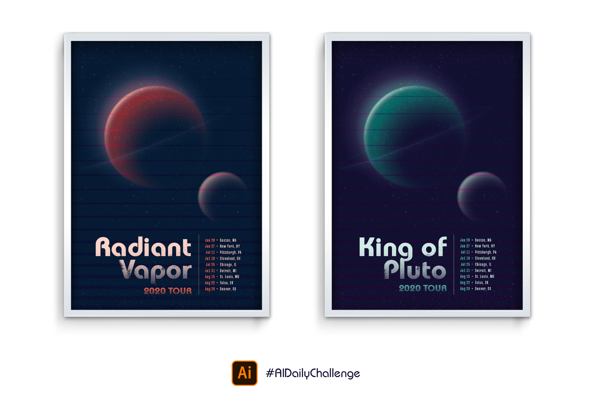 Both posters site-by-side in a thumbnail with the hashtag #AIDailyChallenge