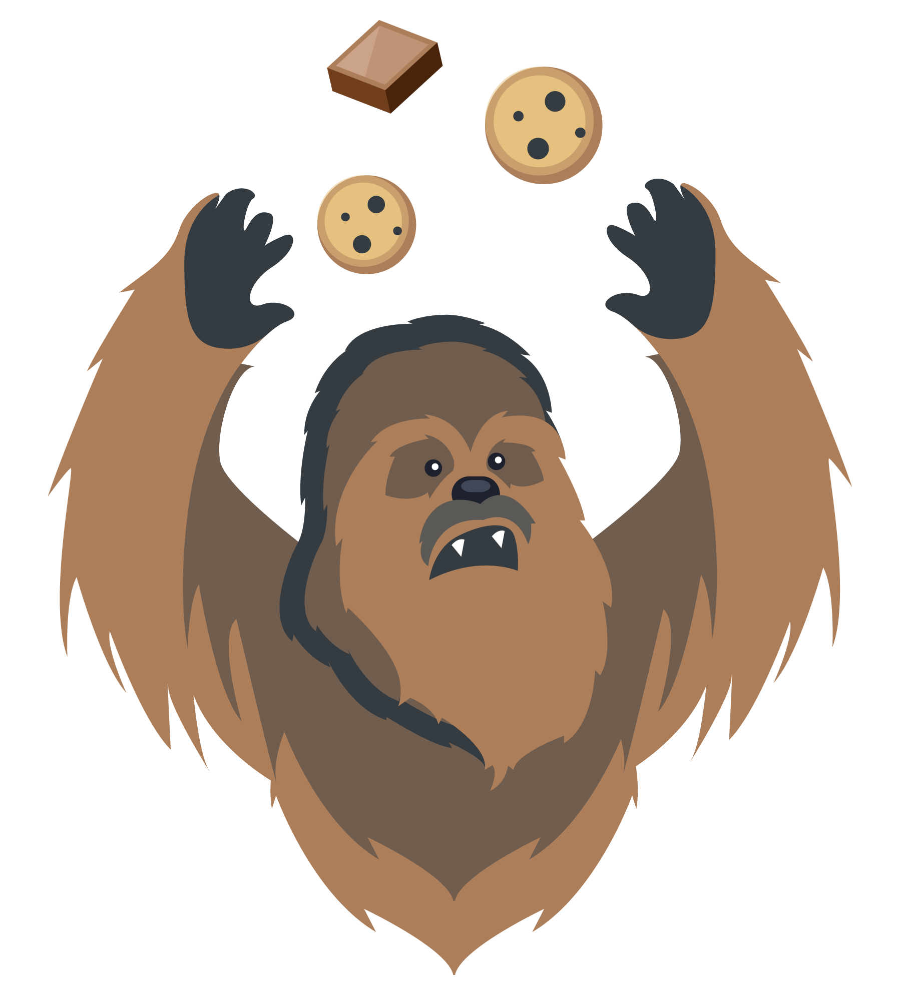 A wookie tossing cookies and a brownie