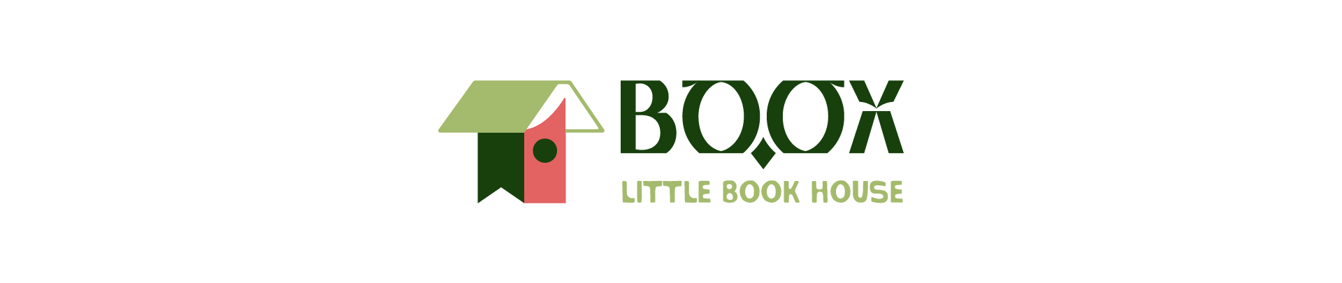 Book Little Book House logo featuring a book and bookmark in the shape of a birdhouse.