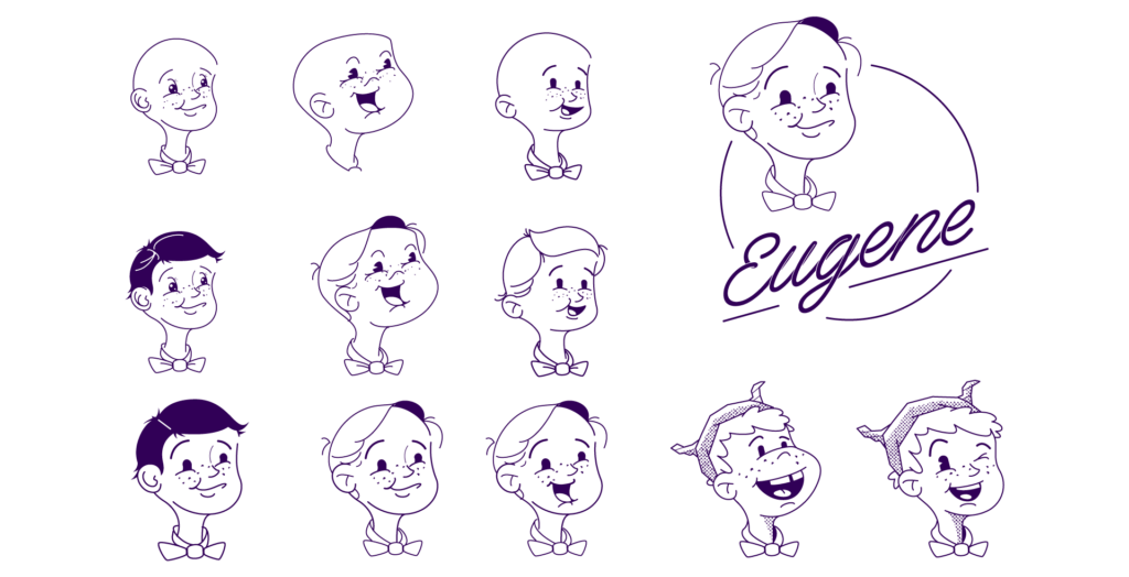 Sketches for Eugene character and logo.