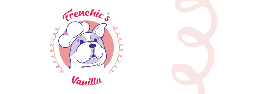 Frenchie's Vanilla project title, logomark on left, looping line on right.