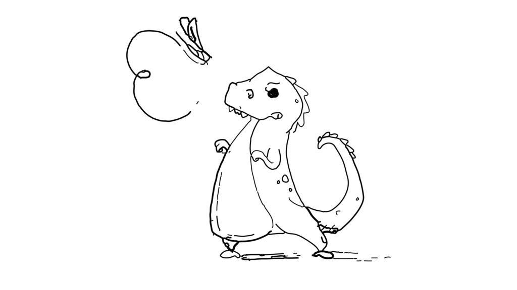 black and white dino vectorized illustration using image trace