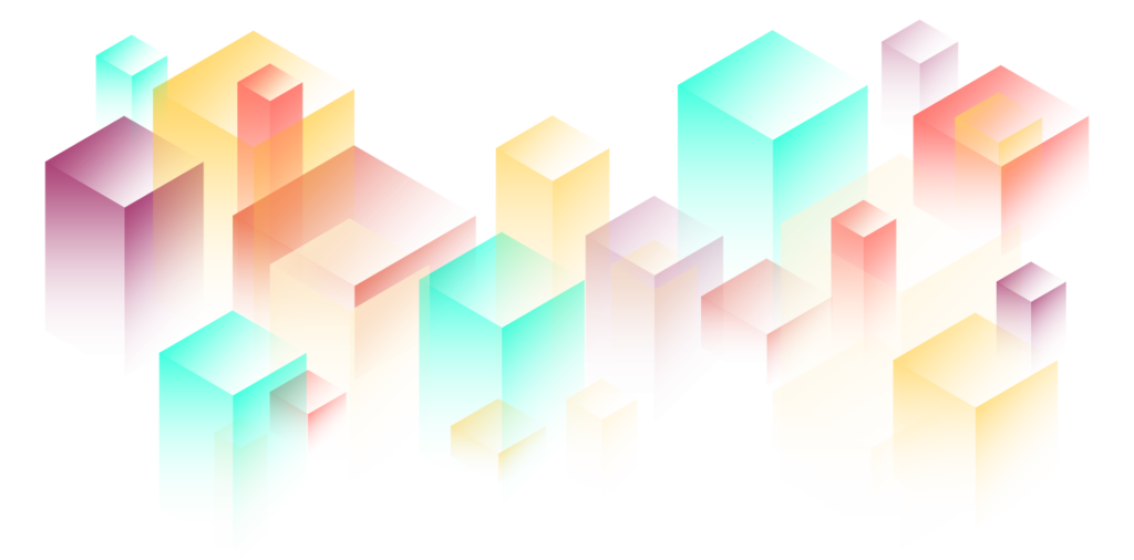 isometric translucent multicolored cubes