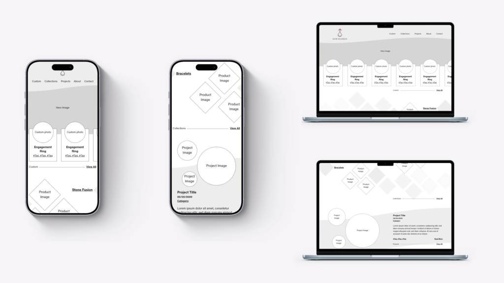 David Wilkinson Design website wireframe mock ups