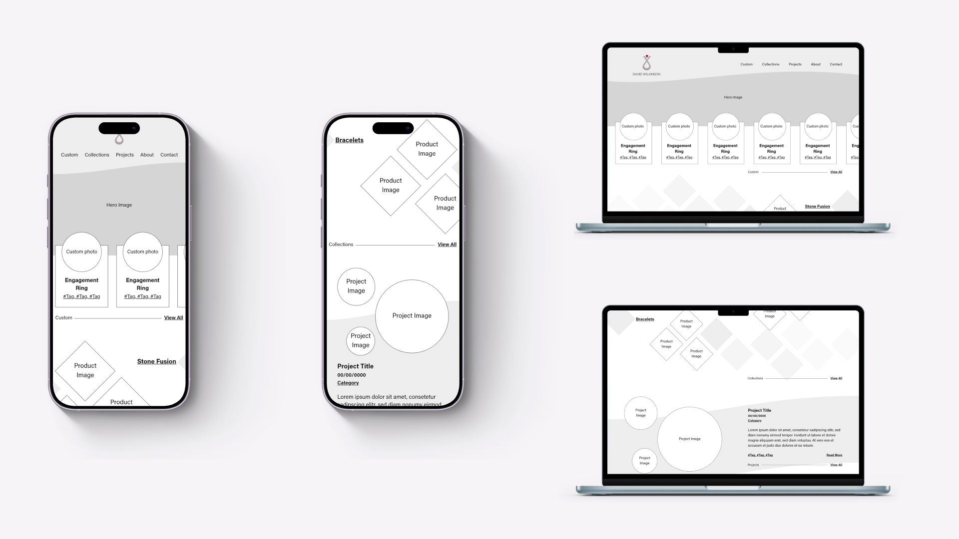 David Wilkinson Design website wireframe mock ups