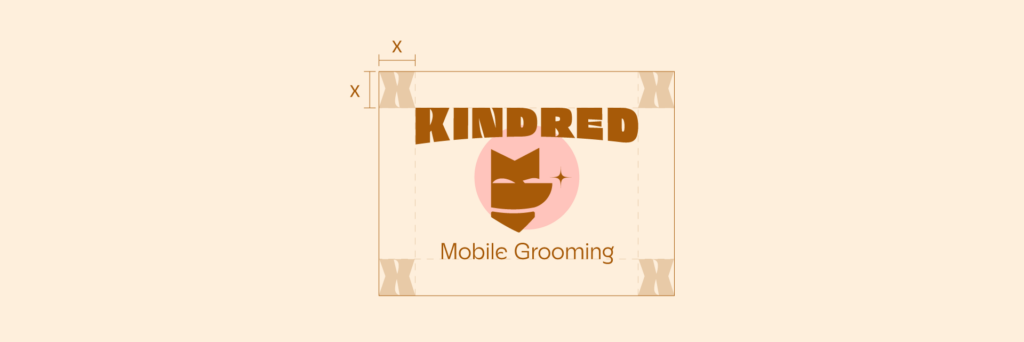 Kindred Mobile Grooming, logo clear space. Logo should have "X" space all around when placed.