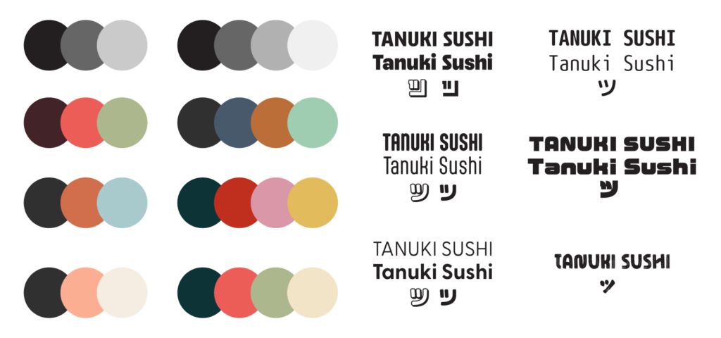 Tanuki Sushi color and font explorations