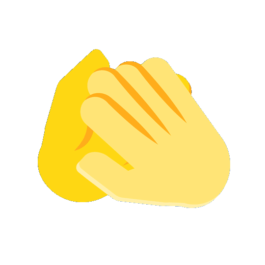 Twitch emotes animated, large, applause. Clapping hands with a directors clapboard dropping in and back out.