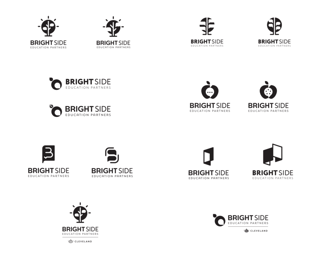 Brightside Educational Partners Branding, original concepts in one color black