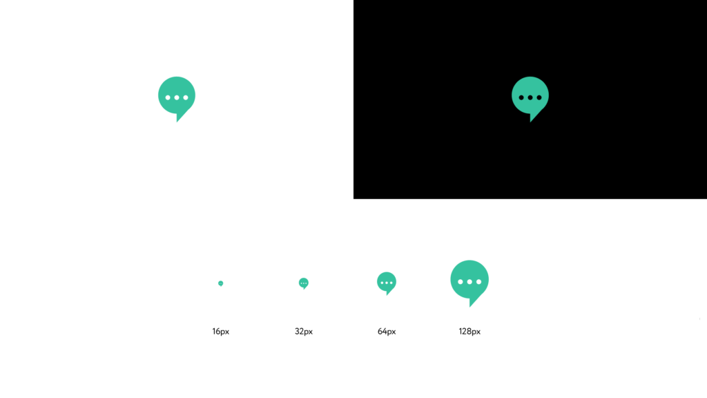 Brightside Educational Partners Branding, favicon of just the speech bubble and ellipses from the negative space of the mark.