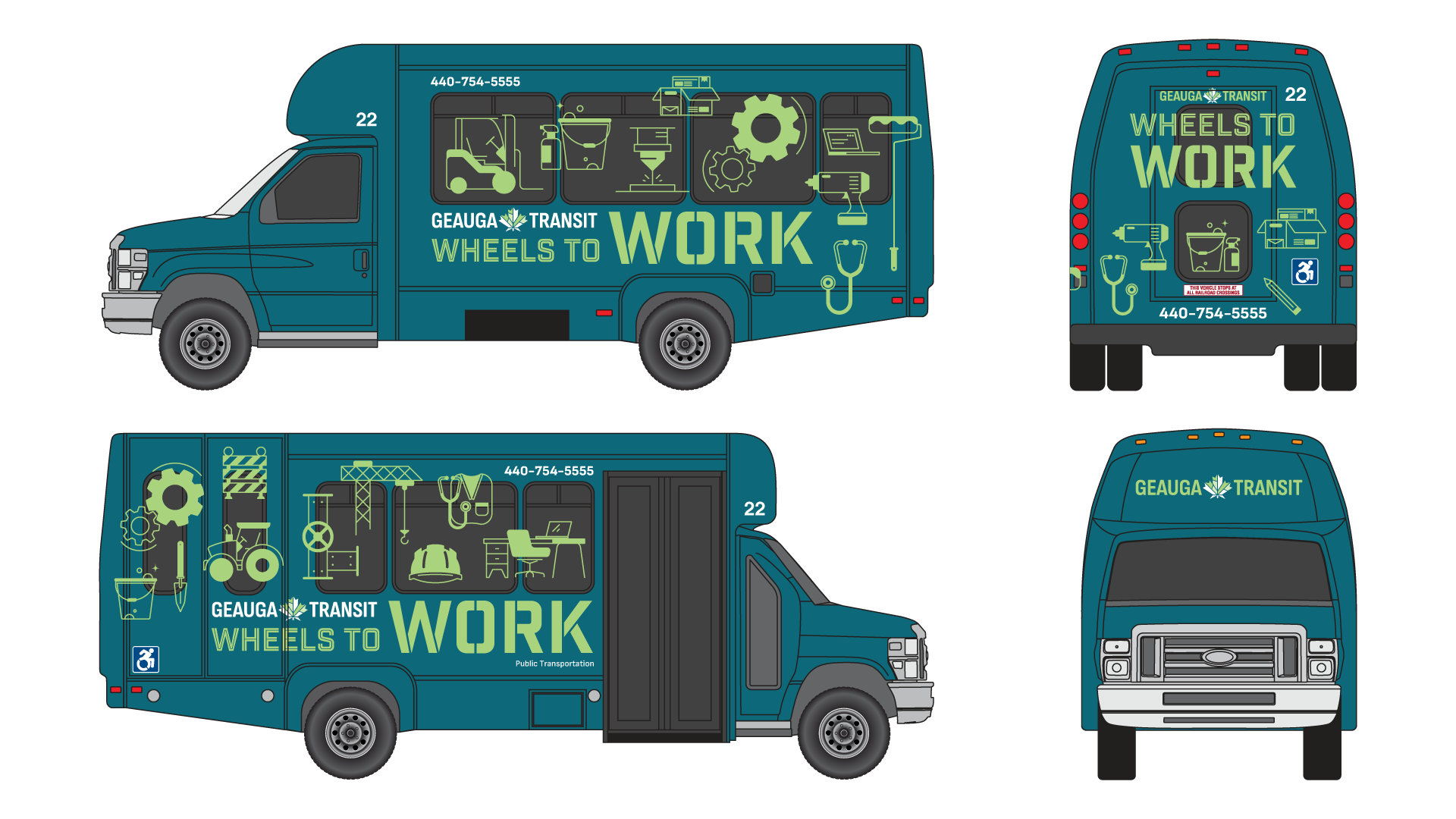 Geauga Transit Logo, Final logo design on bus mock-up