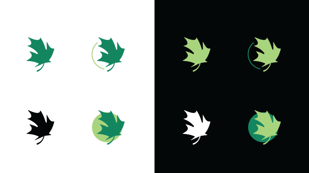 Geauga Transit Logo, version 1 mark full-color and one-color on light and dark background.