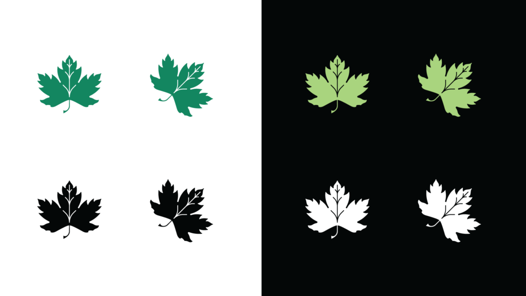 Geauga Transit Logo, version 2 mark full-color and one-color on light and dark background.