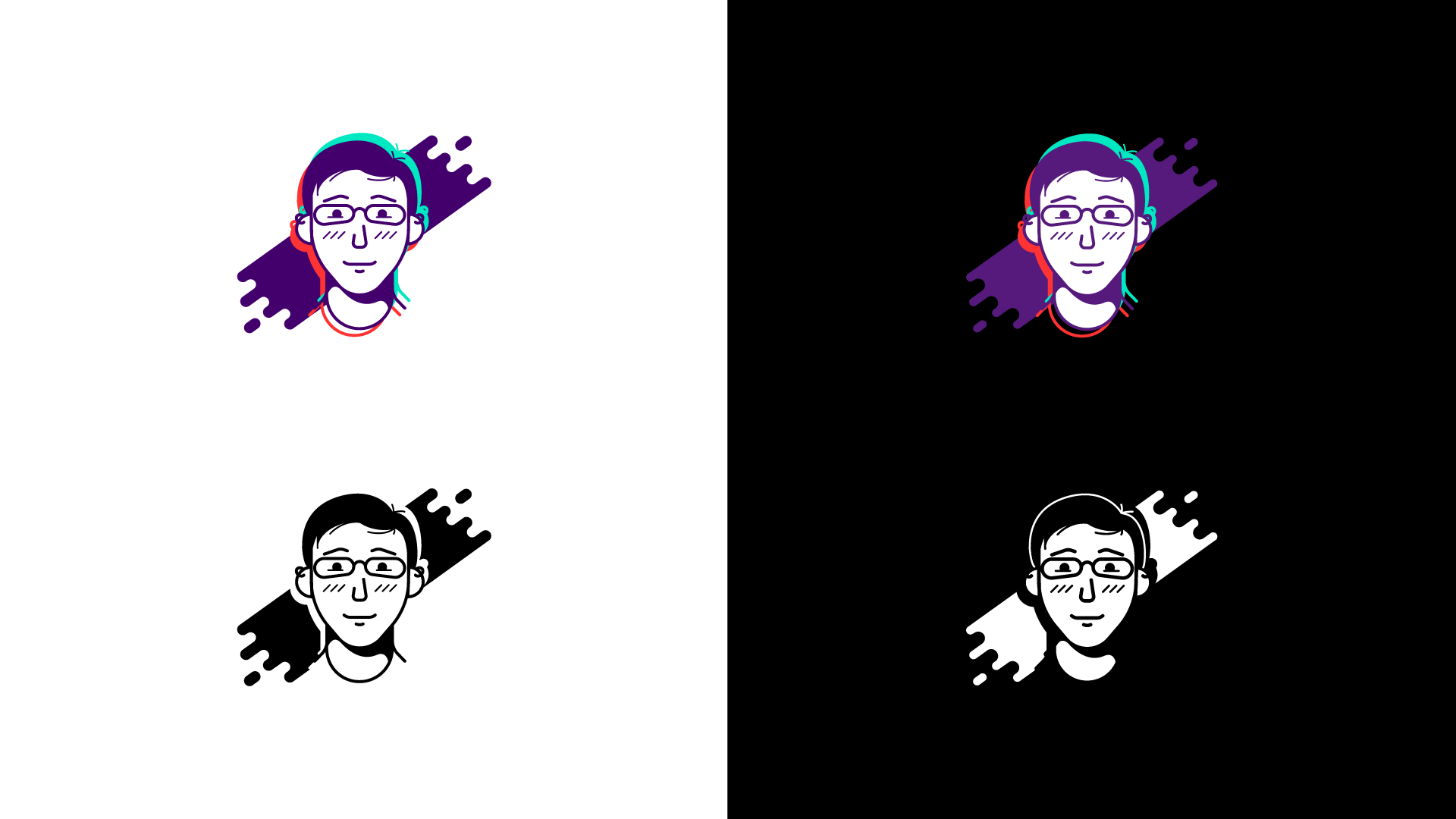 Jack Watson Branding, alternate logomark in full color and 1-color, light and dark backgrounds