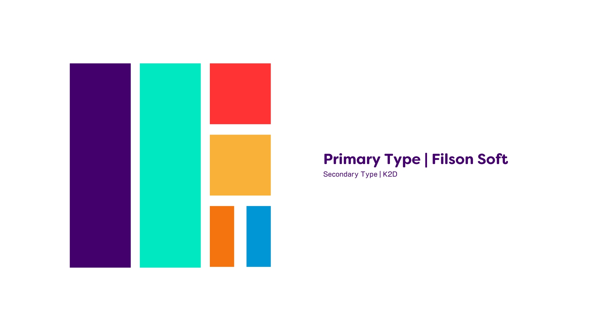 Jack Watson Branding, colors and fonts. Purple and teal primary, red and yellow primary accents, orange and blue secondary accents