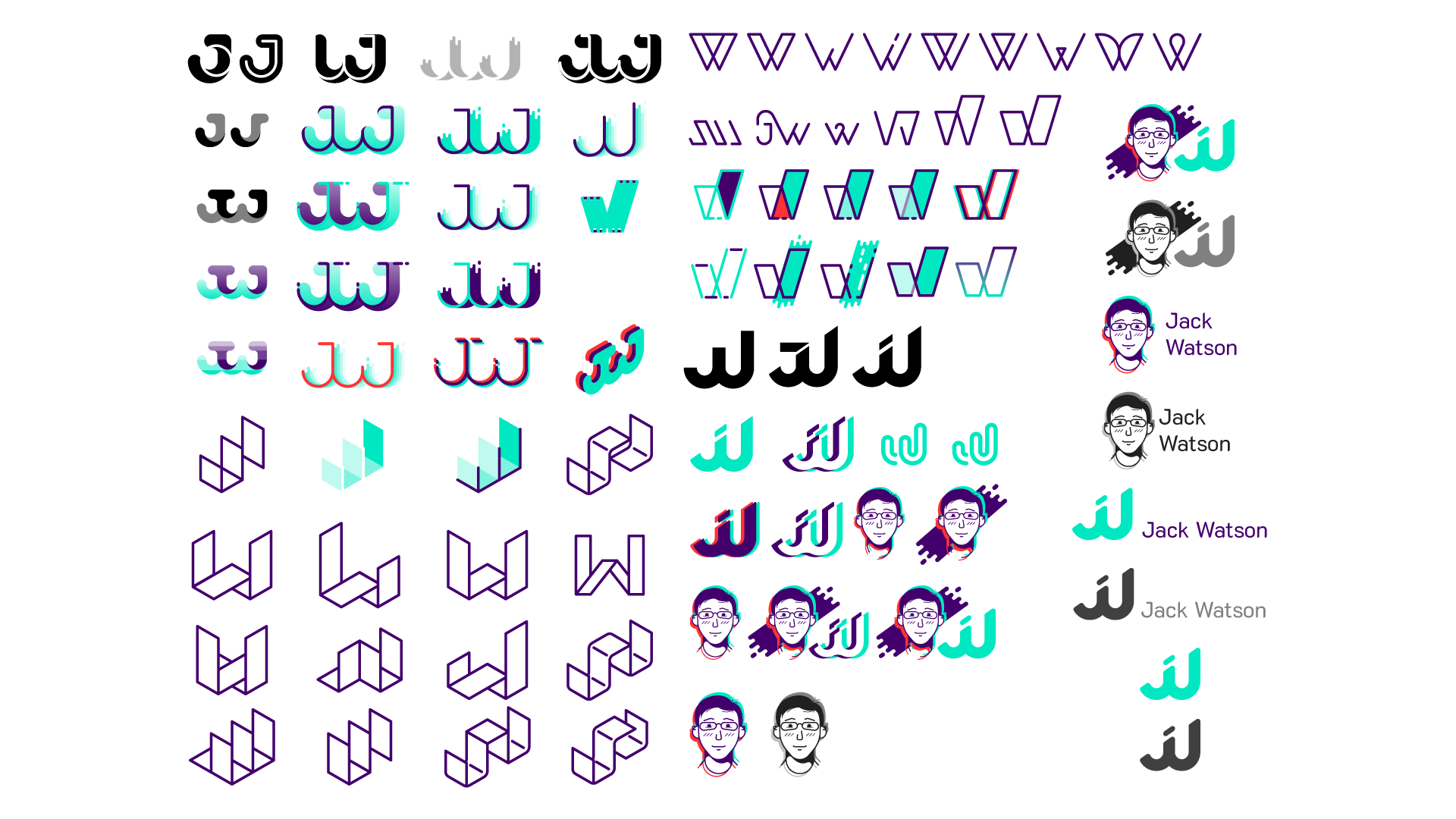 Jack Watson Branding, logo sketches and concepts, all