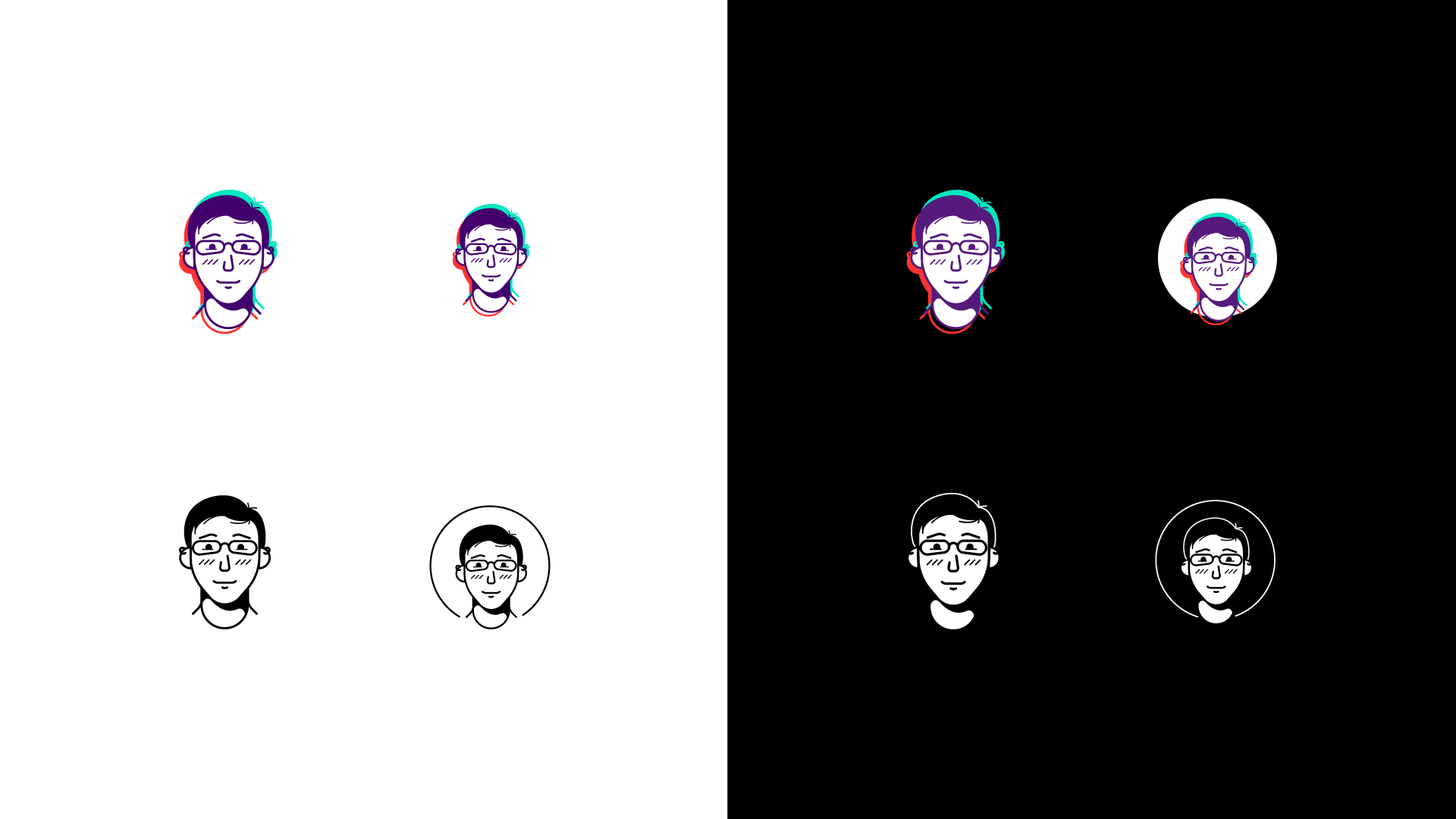 Jack Watson Branding, logomark in full color and 1-color, light and dark backgrounds