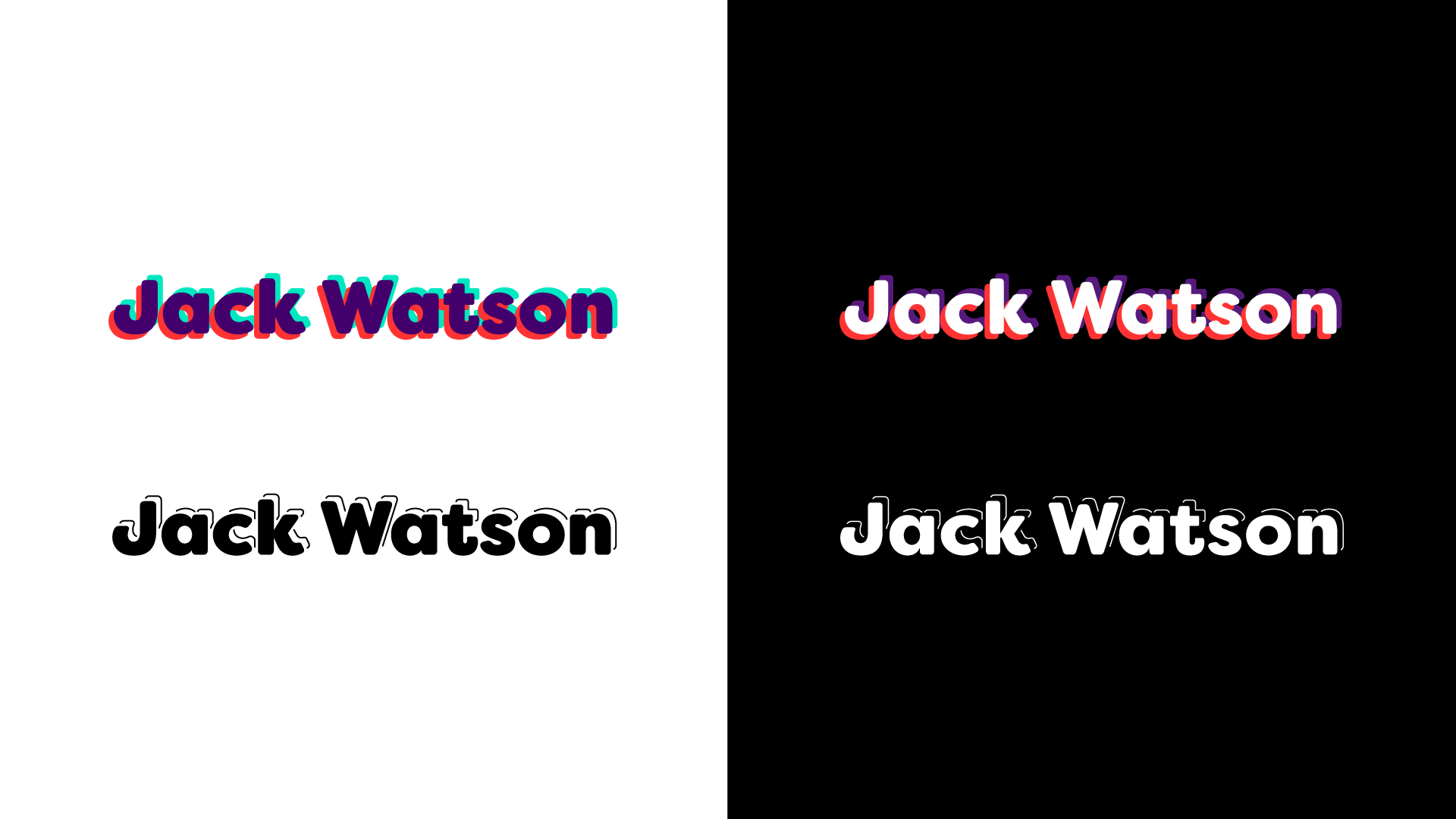 Jack Watson Branding, logotype in full color and 1-color, light and dark backgrounds